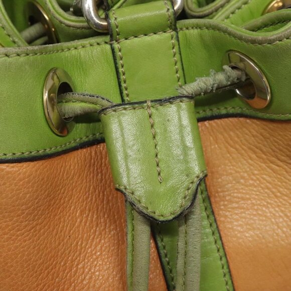 CELINE Shoulder Bag Leather Green Auth 115918 - Picture 10 of 16